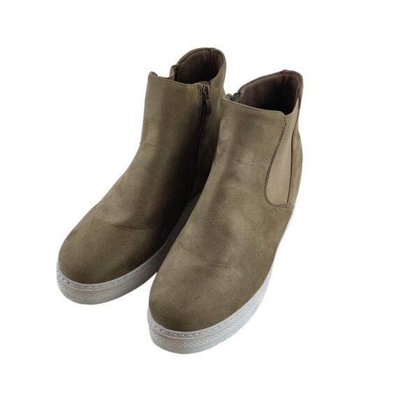 Womens Bootie High Top Sneaker Sz 10 Faux Suede Ankle Zipper - Picture 8 of 10